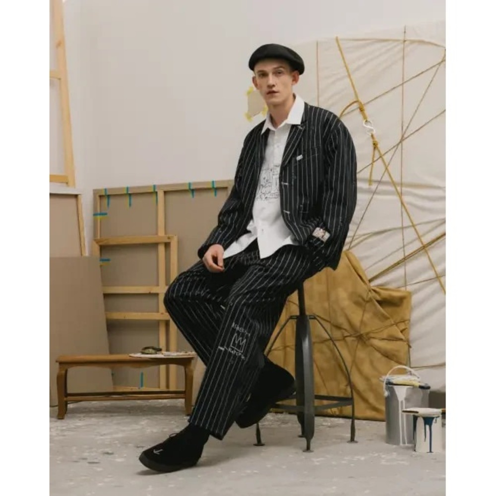 NEW MEN'S LEE X JEAN-MICHEL BASQUIAT STRIPED RELAXED STRAIGHT PANT SIZE 34x31